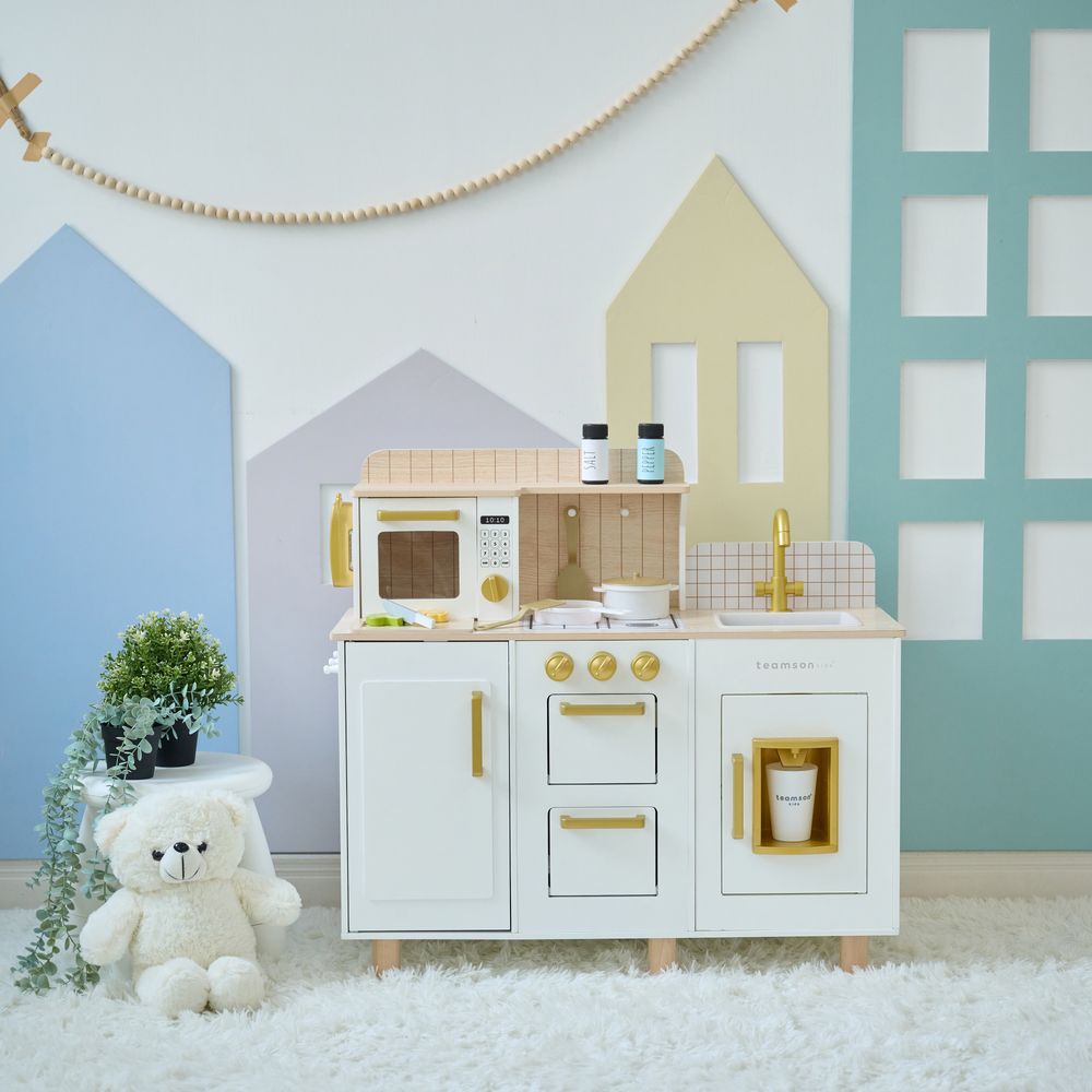 Little Chef Hampton Wooden Play Kitchen with Ice Dispenser & Sink - White - Image 8