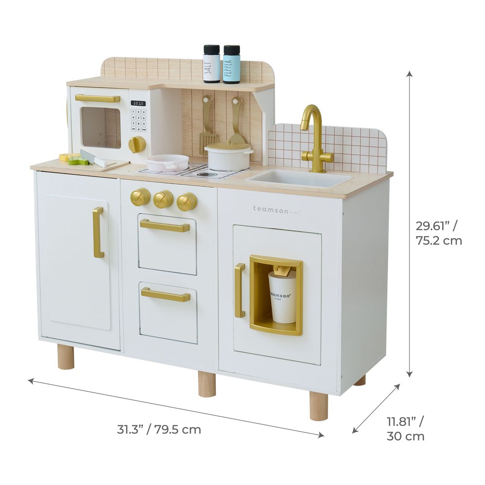 Little Chef Hampton Wooden Play Kitchen with Ice Dispenser & Sink - White - Image 10