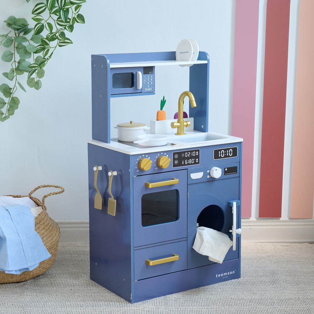 Little Chef Lake Tahoe Wooden Play Kitchen Washer & Mini Garden - Blue - Image 5