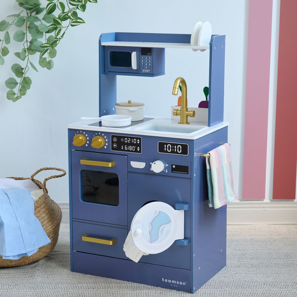 Little Chef Lake Tahoe Wooden Play Kitchen Washer & Mini Garden - Blue - Image 8