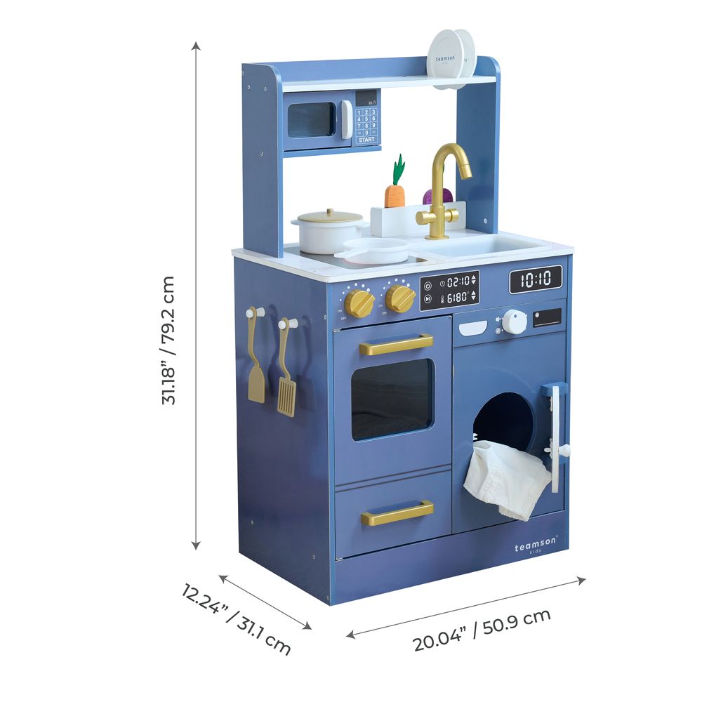 Little Chef Lake Tahoe Wooden Play Kitchen Washer & Mini Garden - Blue - Image 10