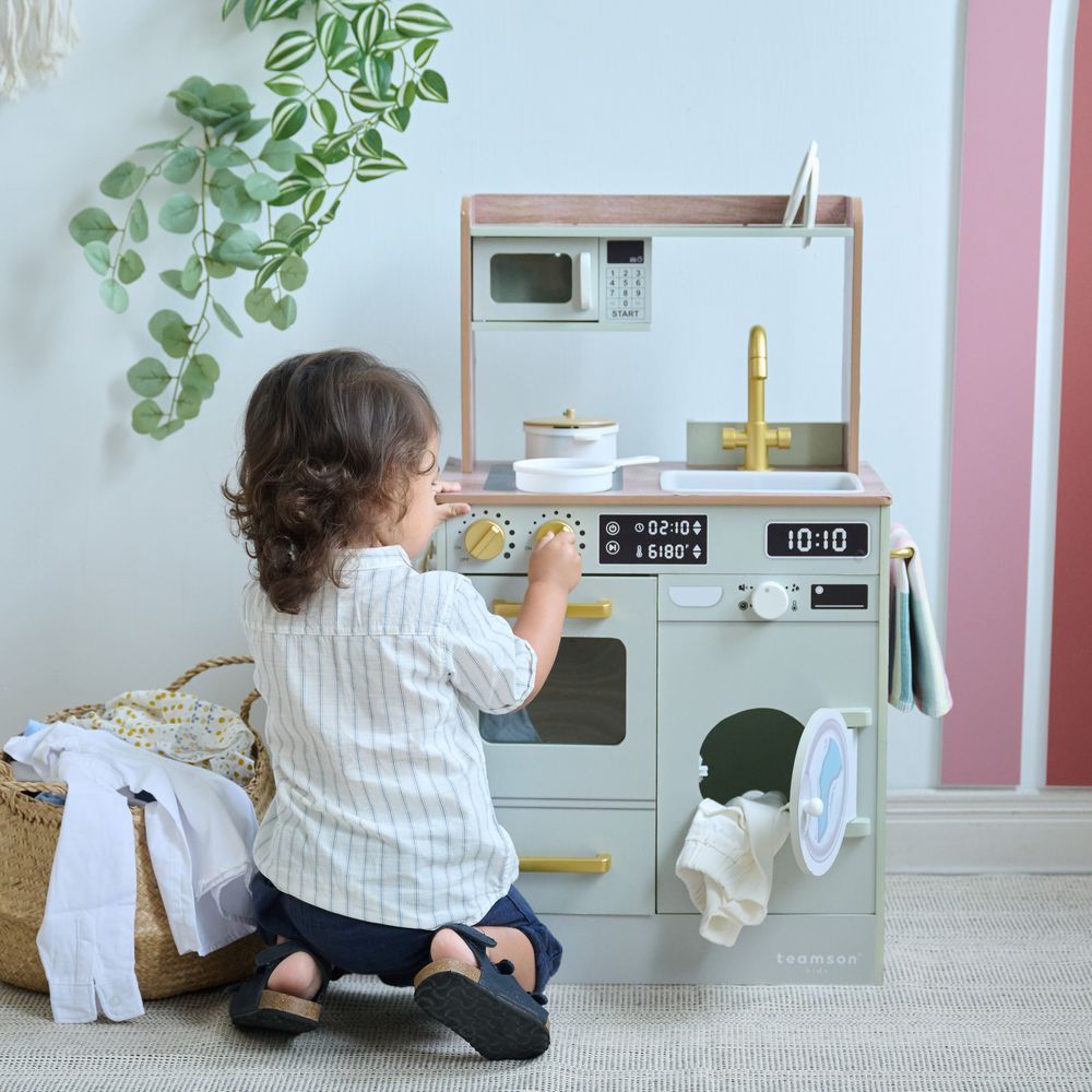Alternative view of Little Chef Lake Tahoe Wooden Play Kitchen Washer & Mini Garden - Pink
