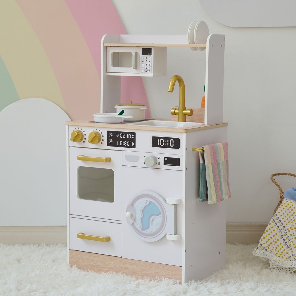 Little Chef Lake Tahoe Wooden Play Kitchen Washer & Mini Garden - White - Image 5