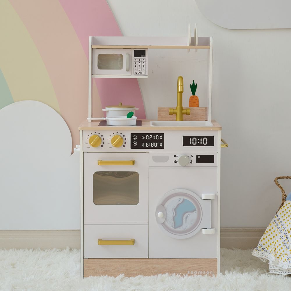 Little Chef Lake Tahoe Wooden Play Kitchen Washer & Mini Garden - White - Image 8