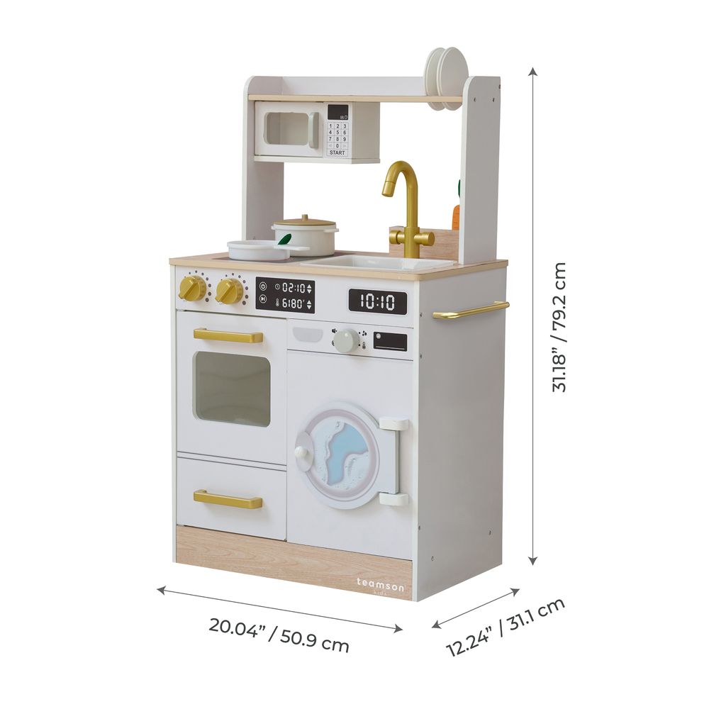Little Chef Lake Tahoe Wooden Play Kitchen Washer & Mini Garden - White - Image 9