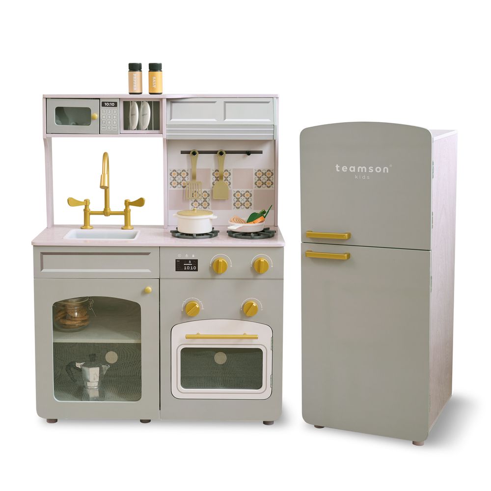 Little Chef Normandy Wooden Play Kitchen with Modular Fridge & Sink - Grey