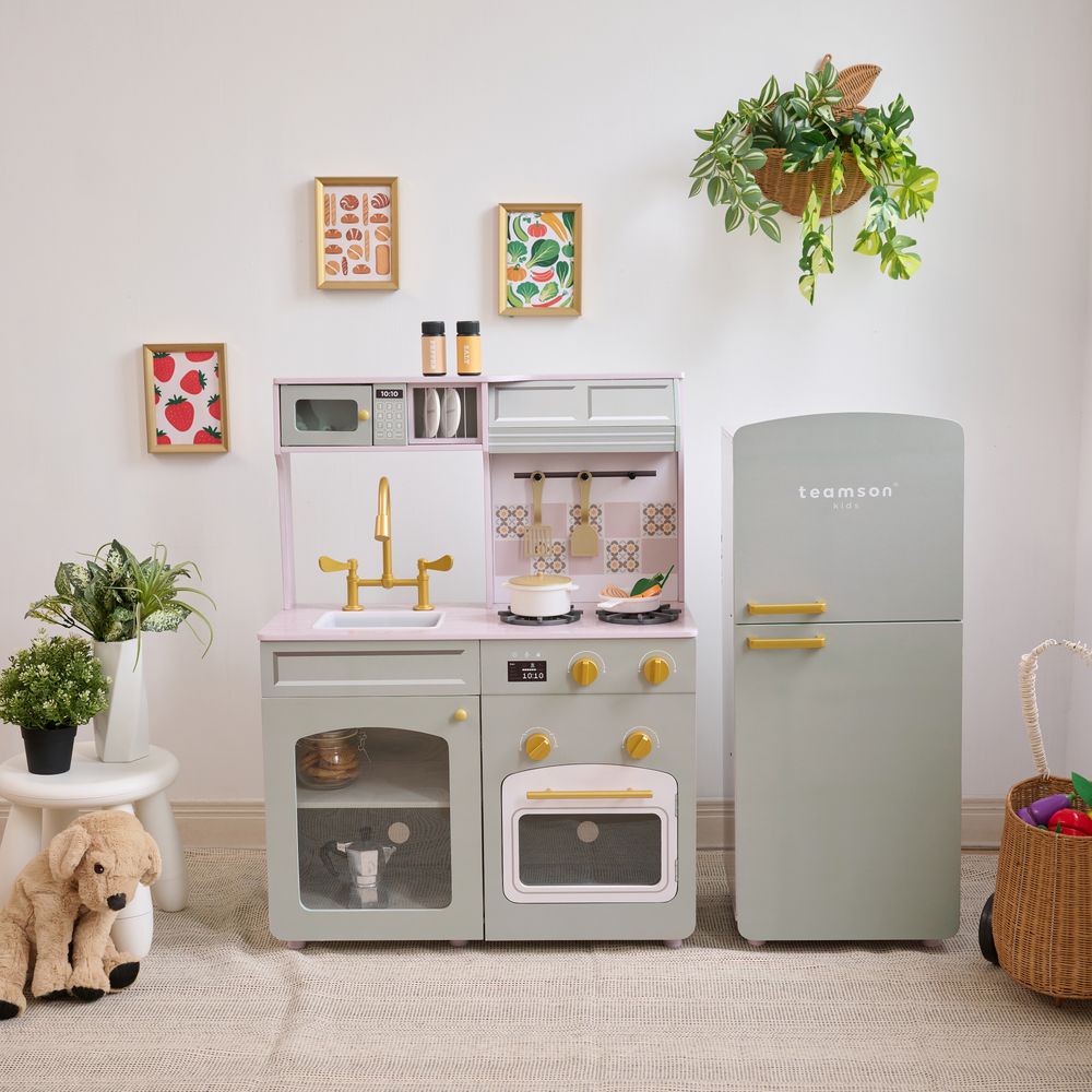 Little Chef Normandy Wooden Play Kitchen with Modular Fridge & Sink - Grey - Image 8