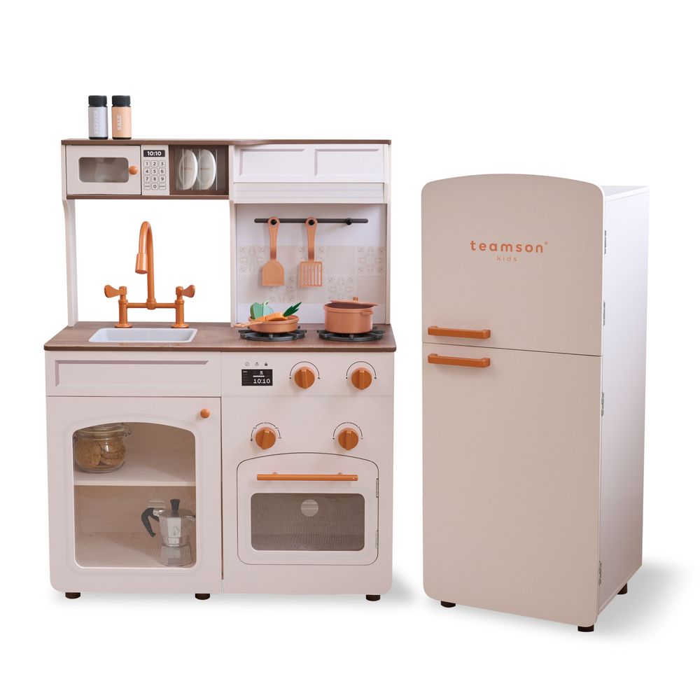 Little Chef Normandy Wooden Play Kitchen with Modular Fridge & Sink - Pink