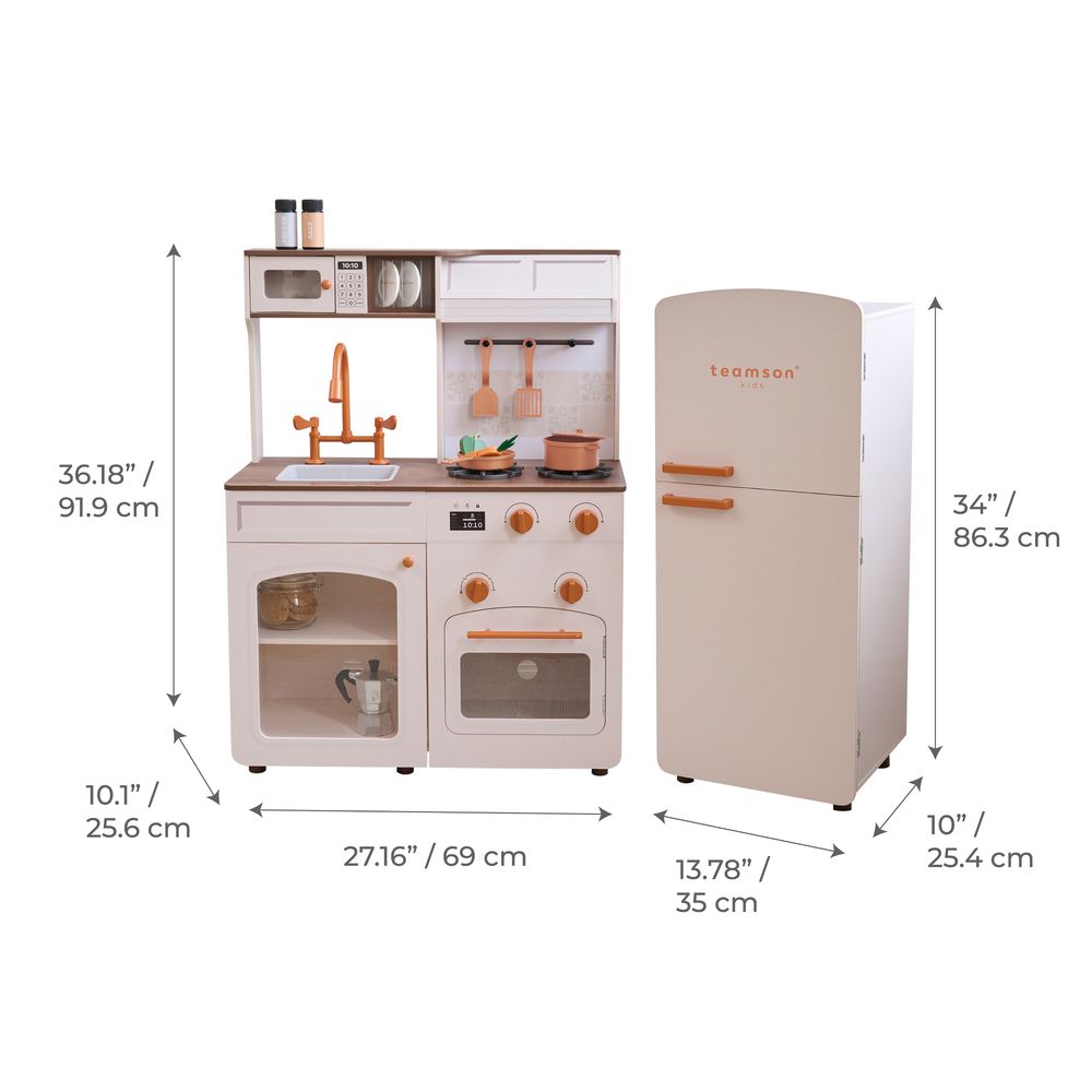 Little Chef Normandy Wooden Play Kitchen with Modular Fridge & Sink - Pink - Image 8