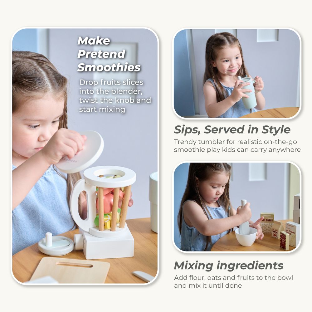 Little Chef Santa Barbara Wooden Healthy Dessert Set with 27 Accessories - Image 3