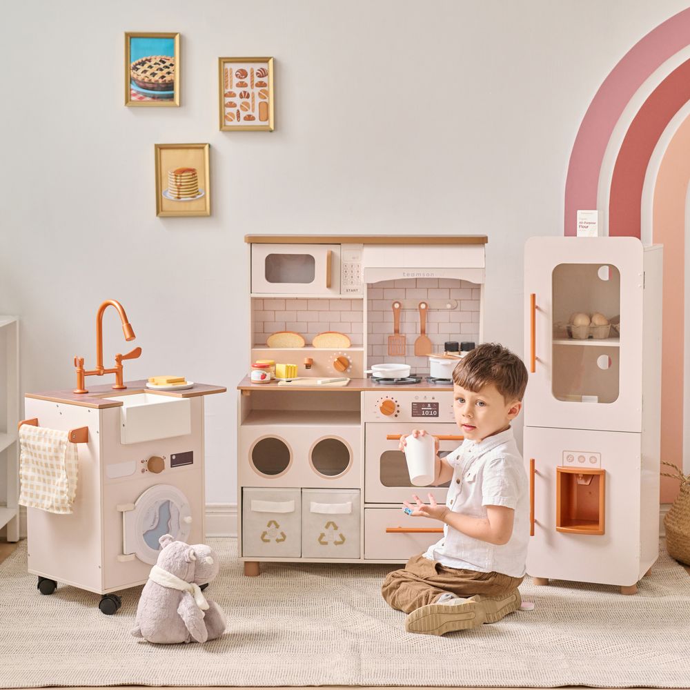Alternative view of Little Chef Savannah Wooden Play Kitchen with 3 Modular Pieces - Cream