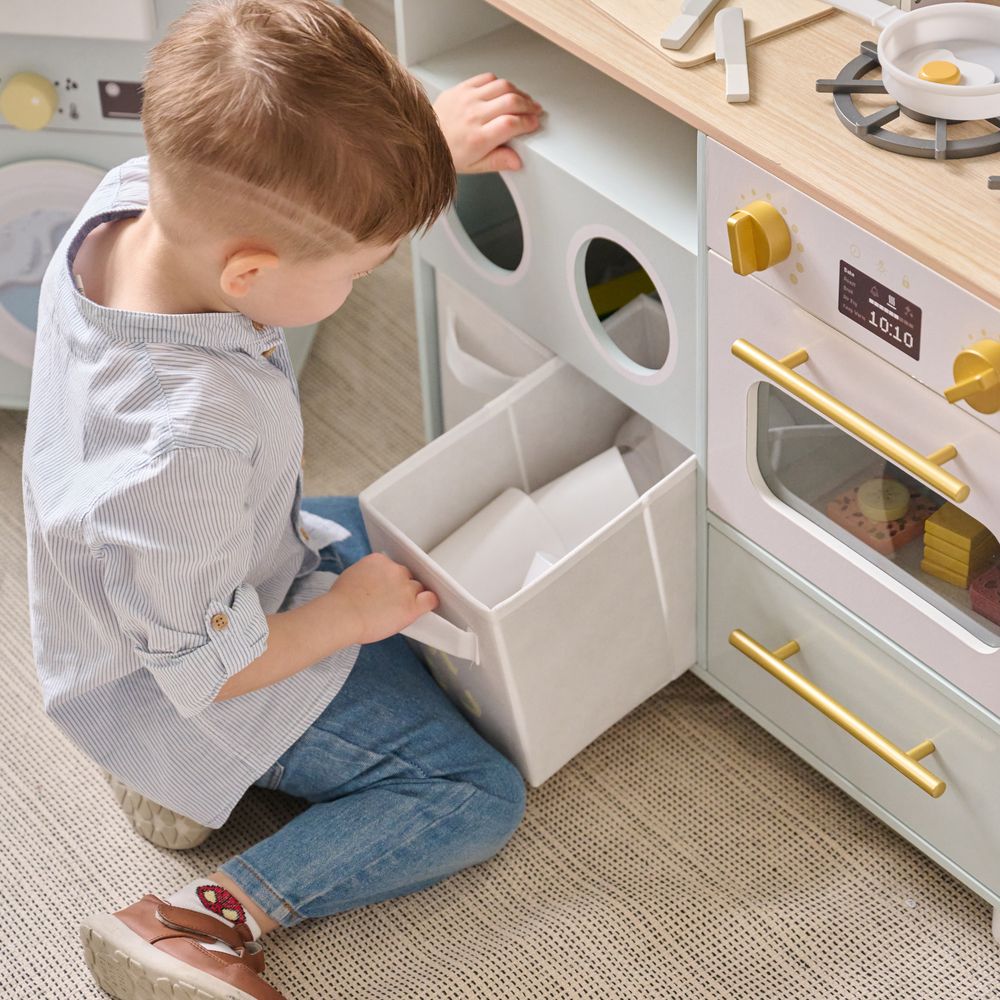Little Chef Savannah Wooden Play Kitchen with 3 Modular Pieces - Light Blue - Image 8
