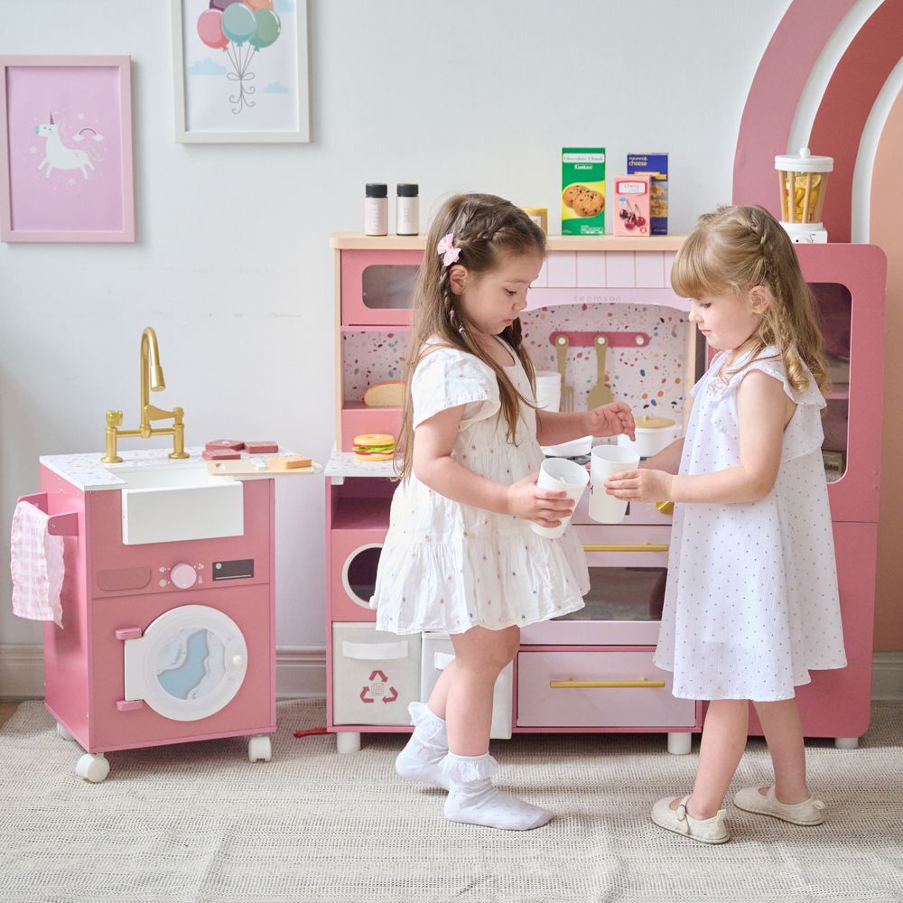 Little Chef Savannah Wooden Play Kitchen with 3 Modular Pieces - Pink - Image 7
