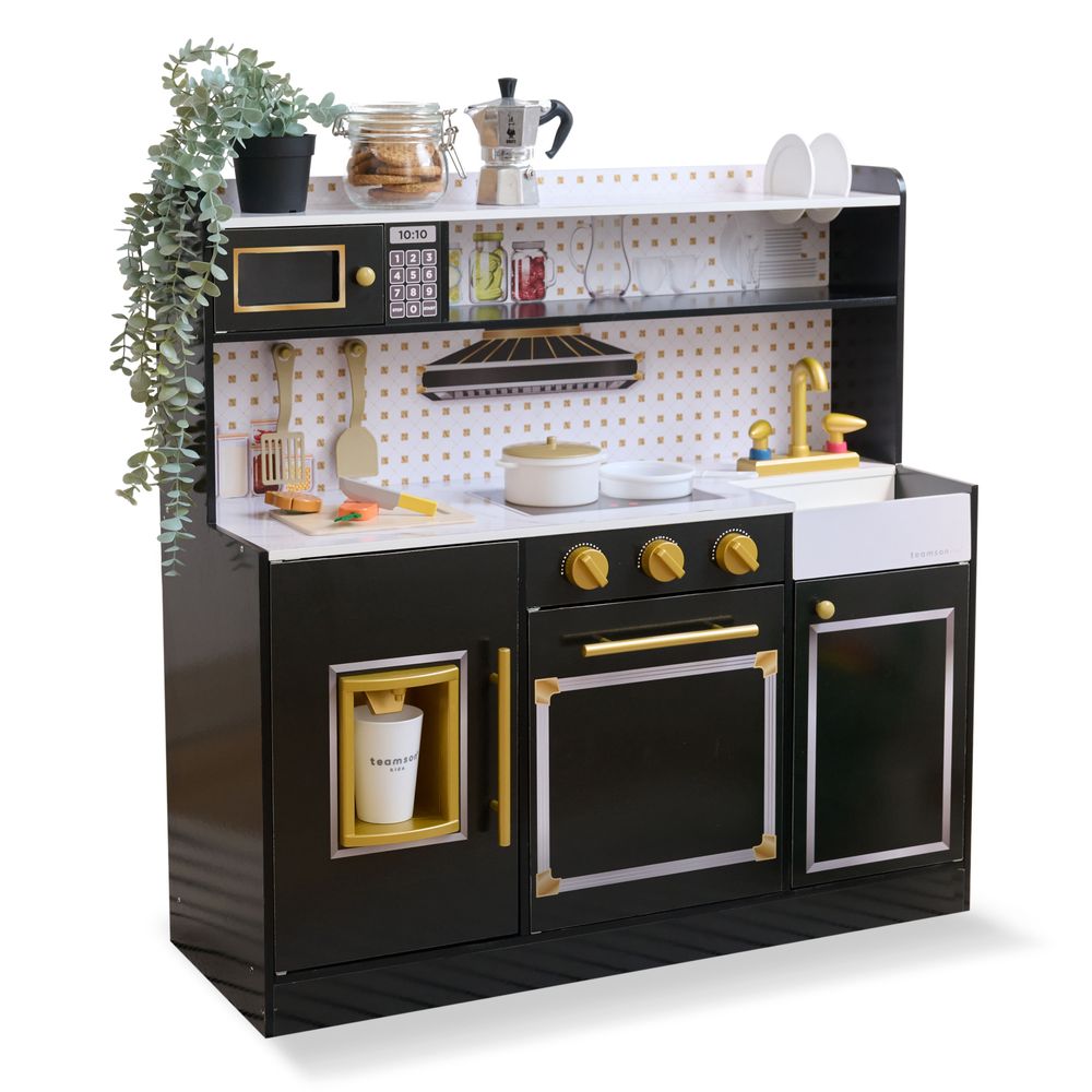 Little Chef St. Louis Wooden Play Kitchen with Sink & Ice Dispenser - Black