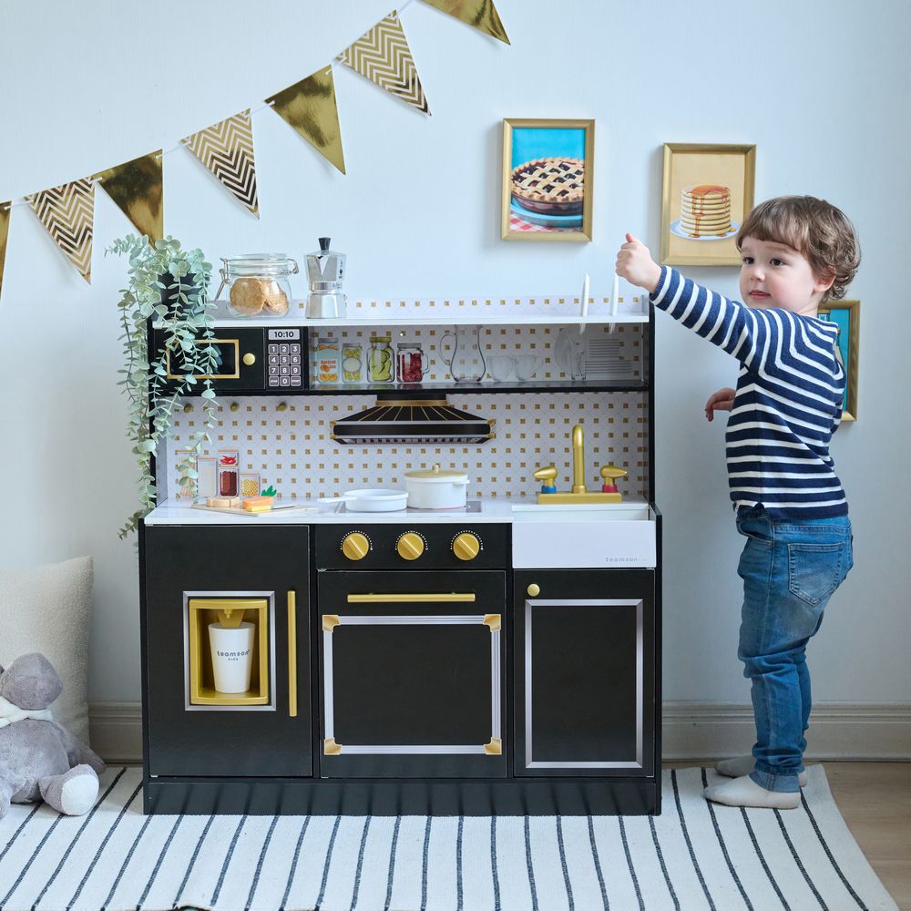 Alternative view of Little Chef St. Louis Wooden Play Kitchen with Sink & Ice Dispenser - Black