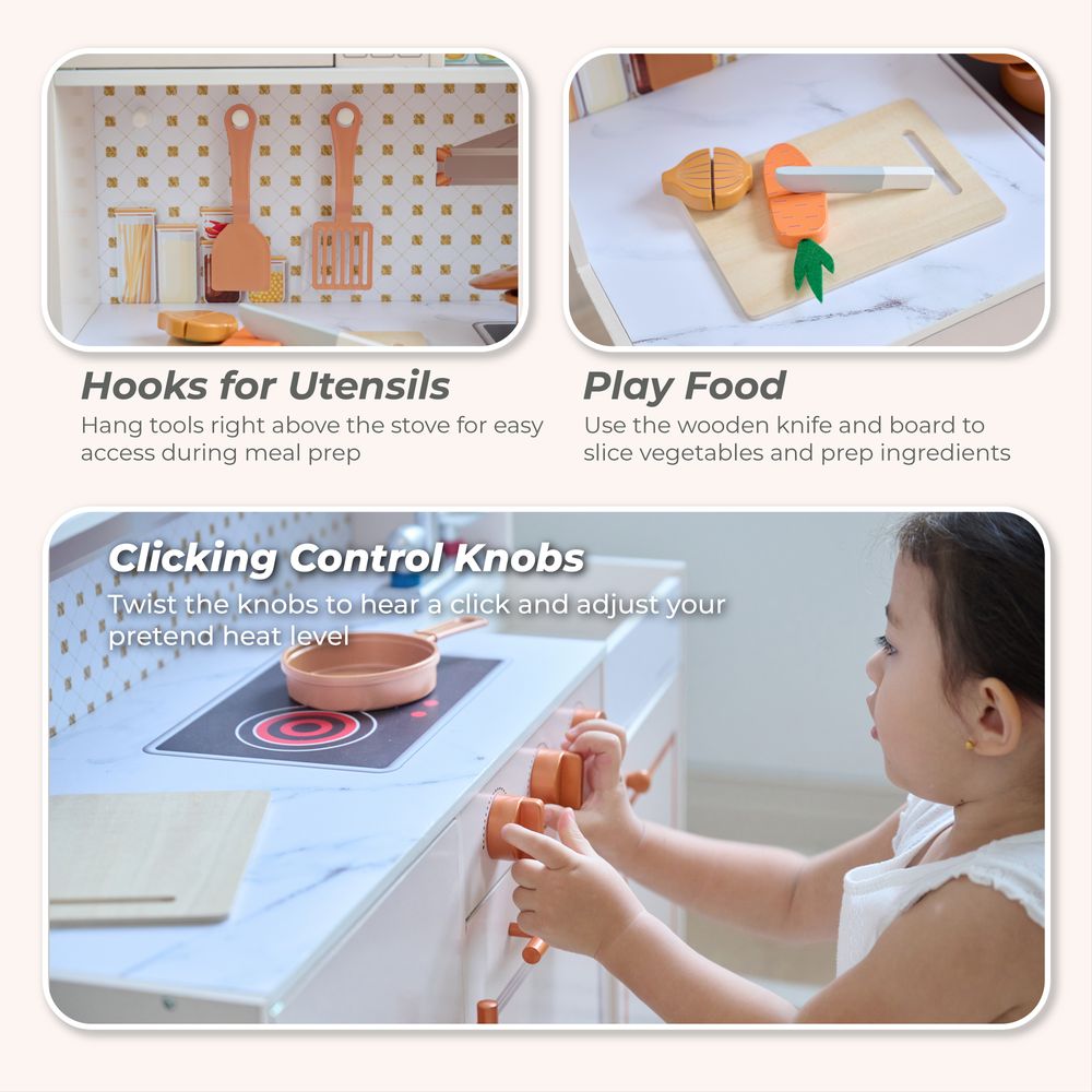 Little Chef St. Louis Wooden Play Kitchen with Sink & Ice Dispenser - Pink - Image 4