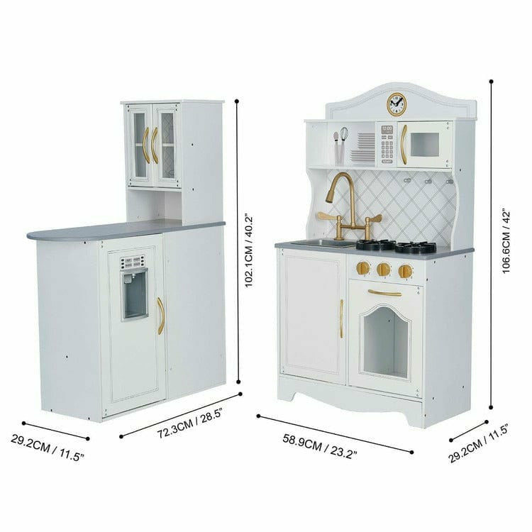 Little Chef Upper East Retro Play Kitchen - White / Gold - Image 3