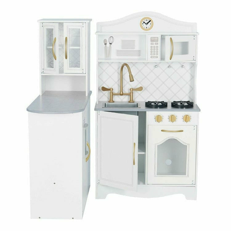 Little Chef Upper East Retro Play Kitchen - White / Gold - Image 5