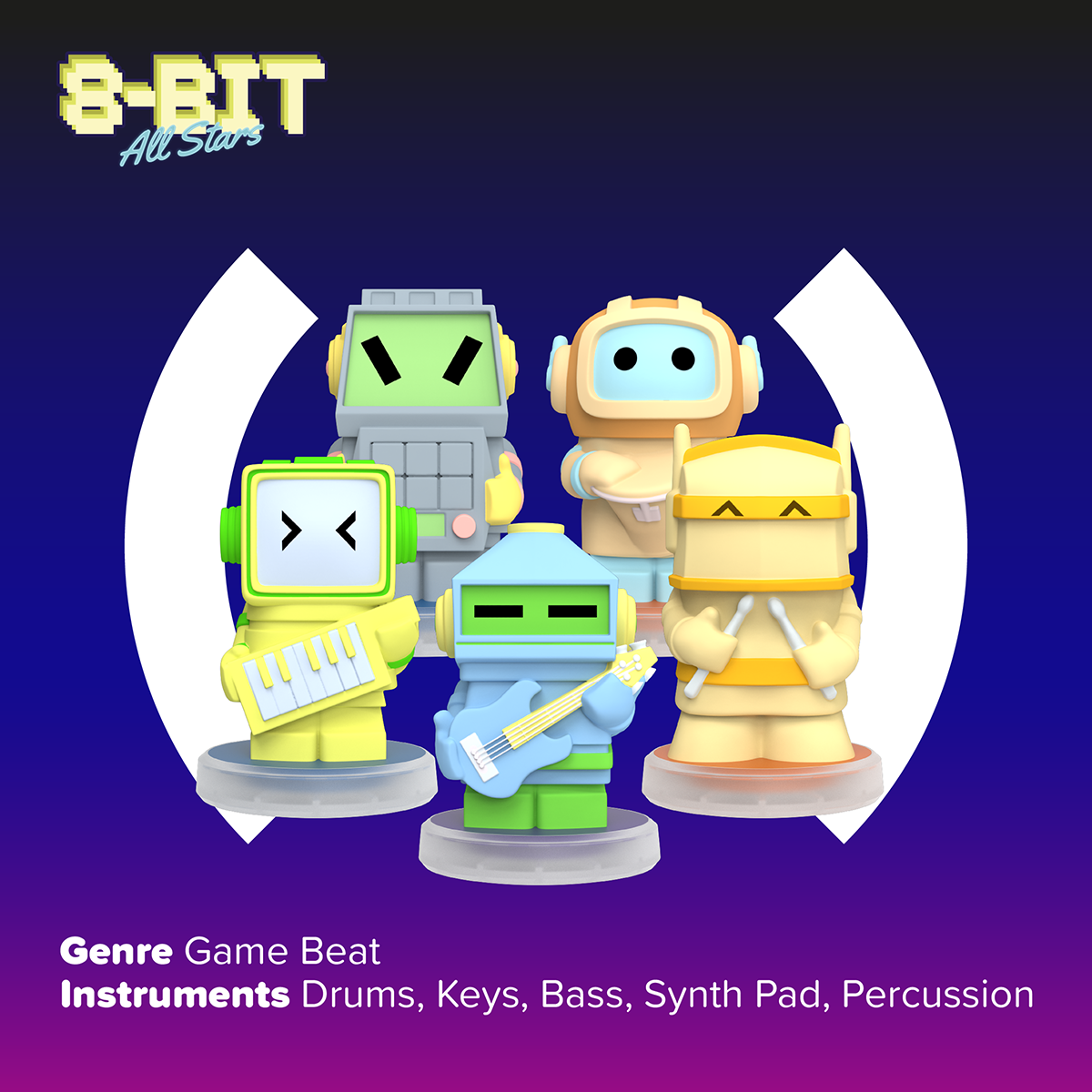 Alternative view of Loops Lab 8 Bit Allstars: 5 Figurines Game Music Band