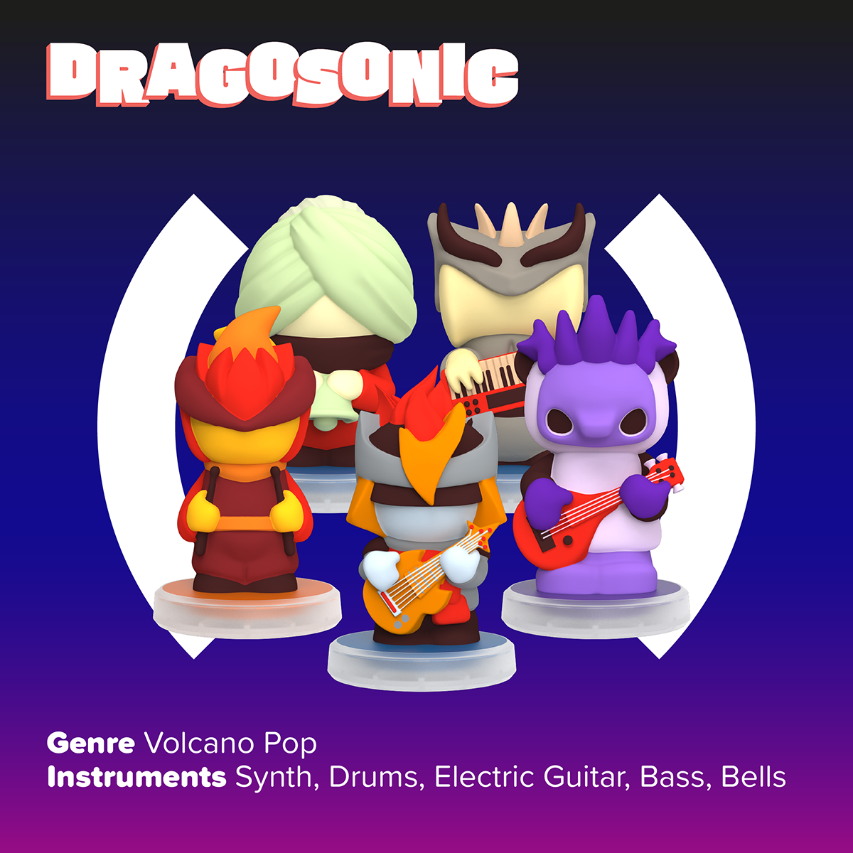 Alternative view of Loops Lab Dragosonic: 5 Figurines Volcano Pop Band