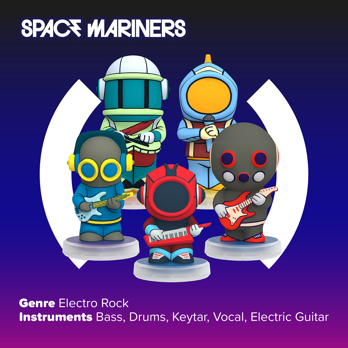 Alternative view of Loops Lab Space Mariners: 5 Figurines Galactic Rock Band