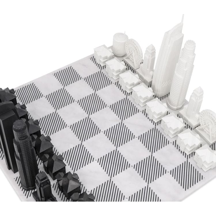 Alternative view of Los Angeles Edition Acrylic Chess Set with Marble Hatch Board