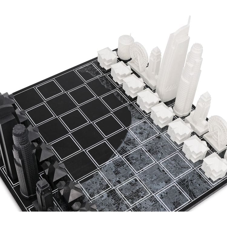 Alternative view of Los Angeles Edition Acrylic Chess Set with Wood Map Board