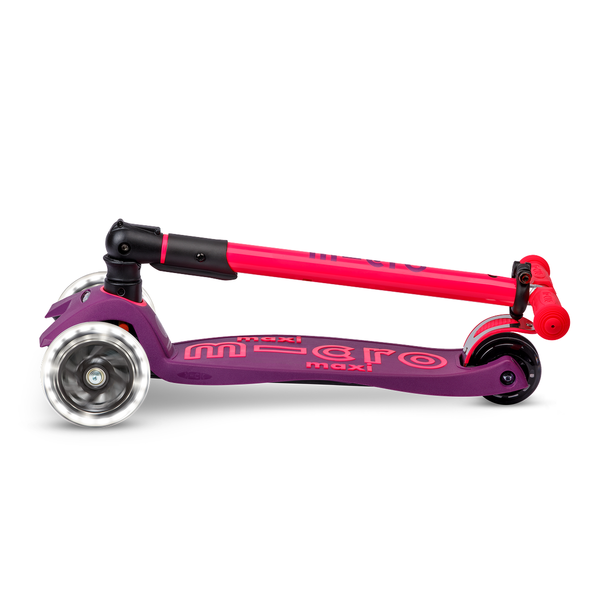 Maxi Deluxe Foldable Neon LED Scooter - Ultra Pink - Image 6