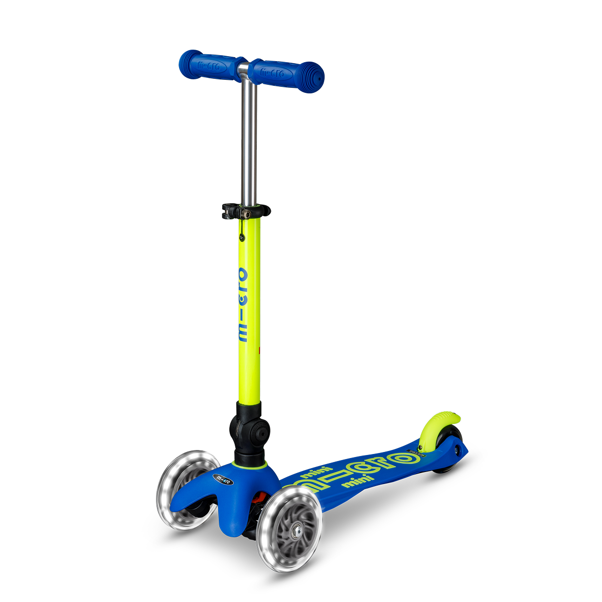 Mini Deluxe Foldable LED Scooter - Neon Canary Yellow/Blue