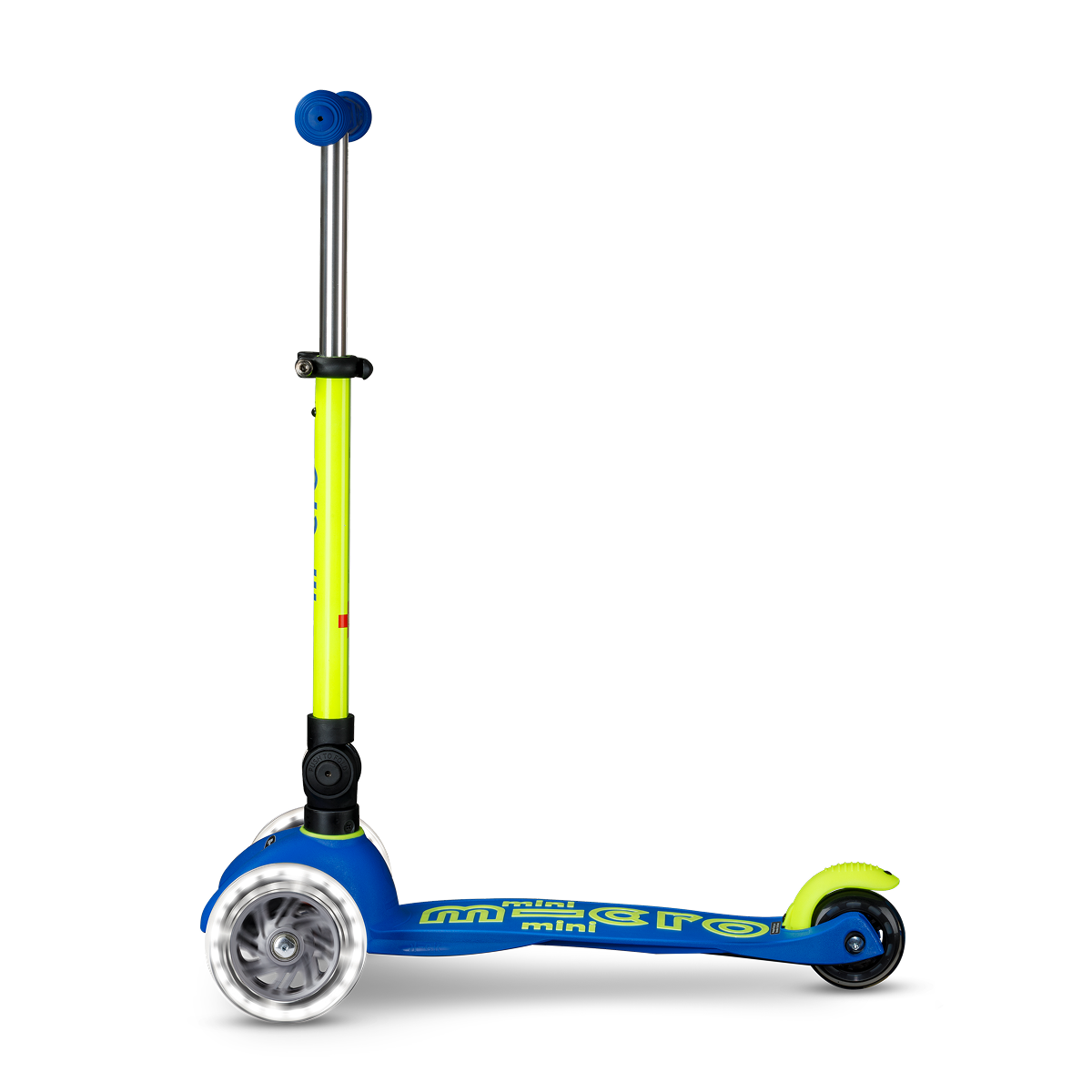 Mini Deluxe Foldable LED Scooter - Neon Canary Yellow/Blue - Image 4