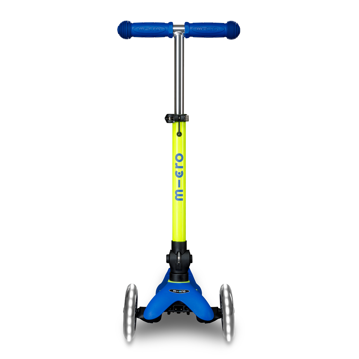 Mini Deluxe Foldable LED Scooter - Neon Canary Yellow/Blue - Image 5