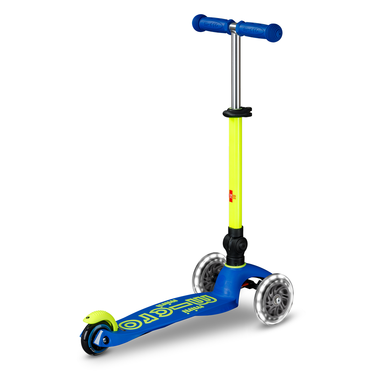 Mini Deluxe Foldable LED Scooter - Neon Canary Yellow/Blue - Image 6