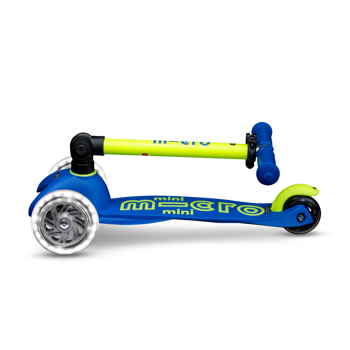 Mini Deluxe Foldable LED Scooter - Neon Canary Yellow/Blue - Image 7