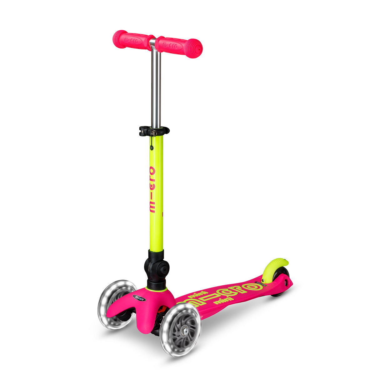 Mini Deluxe Foldable LED Scooter - Neon Flamingo Pink/Yellow