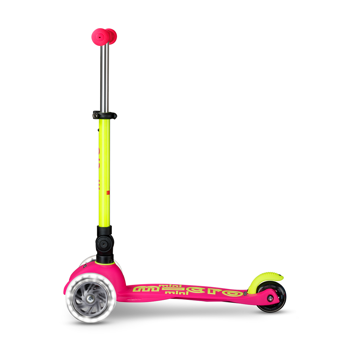 Mini Deluxe Foldable LED Scooter - Neon Flamingo Pink/Yellow - Image 4