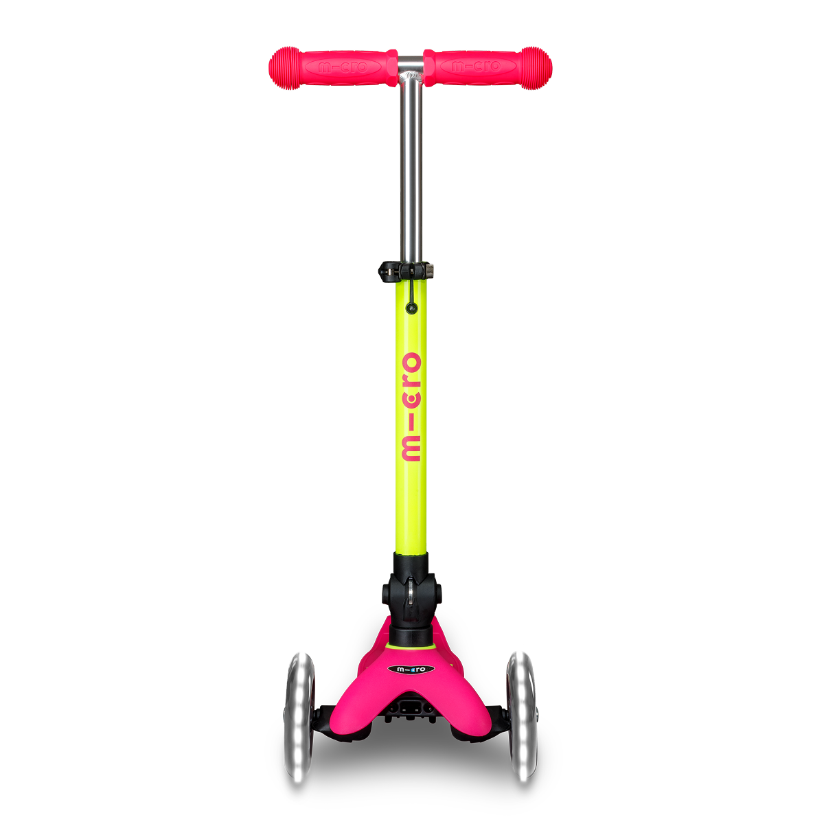 Mini Deluxe Foldable LED Scooter - Neon Flamingo Pink/Yellow - Image 5