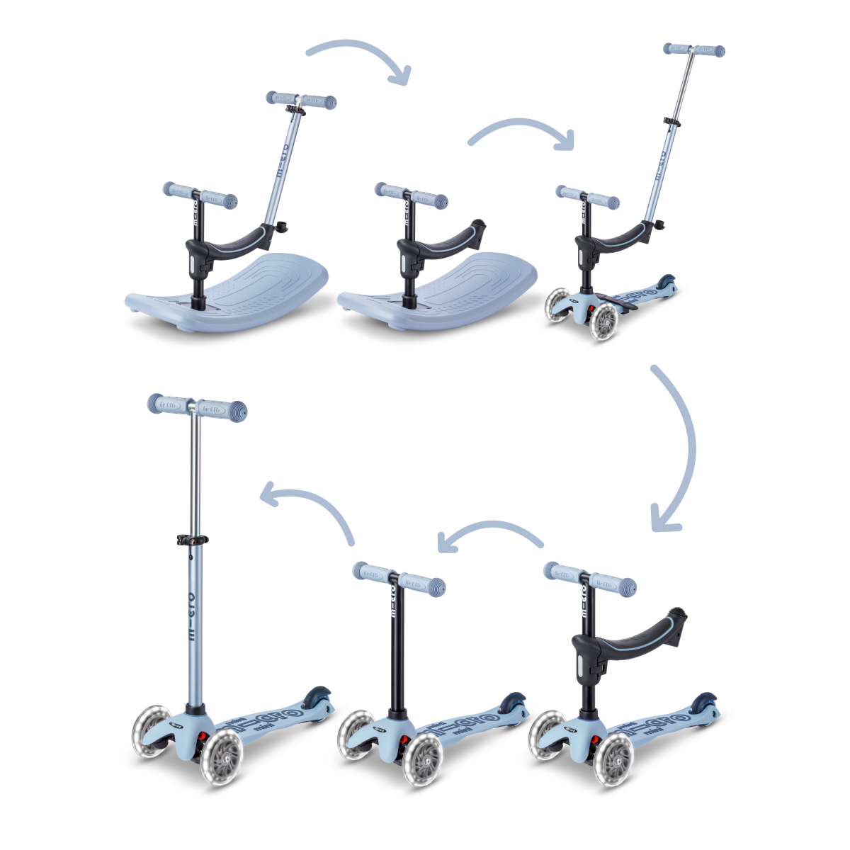 Mini Deluxe Rock & Go LED Scooter - Ocean Slate - Image 9