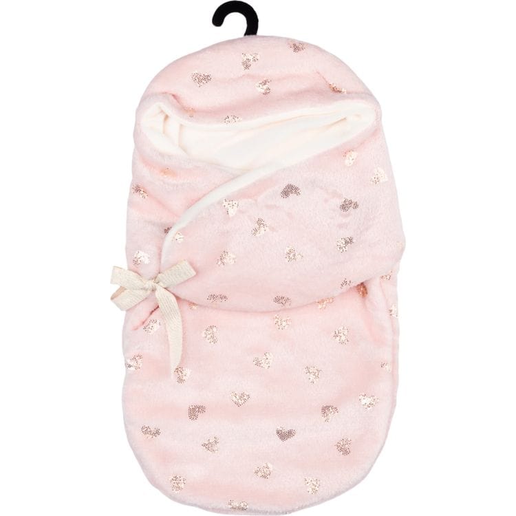 My FAO Doll Swaddle - Pink With Gold Hearts