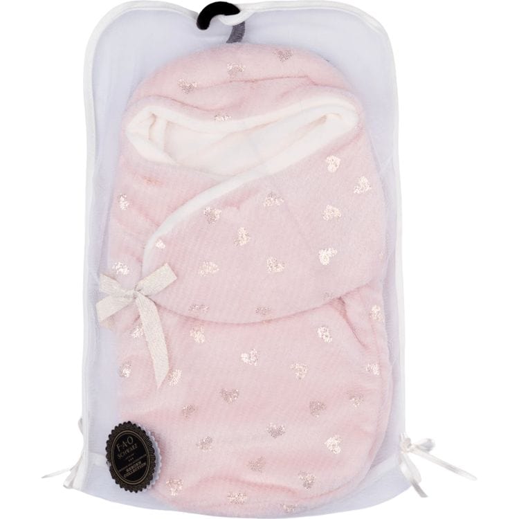 My FAO Doll Swaddle - Pink With Gold Hearts - Image 4