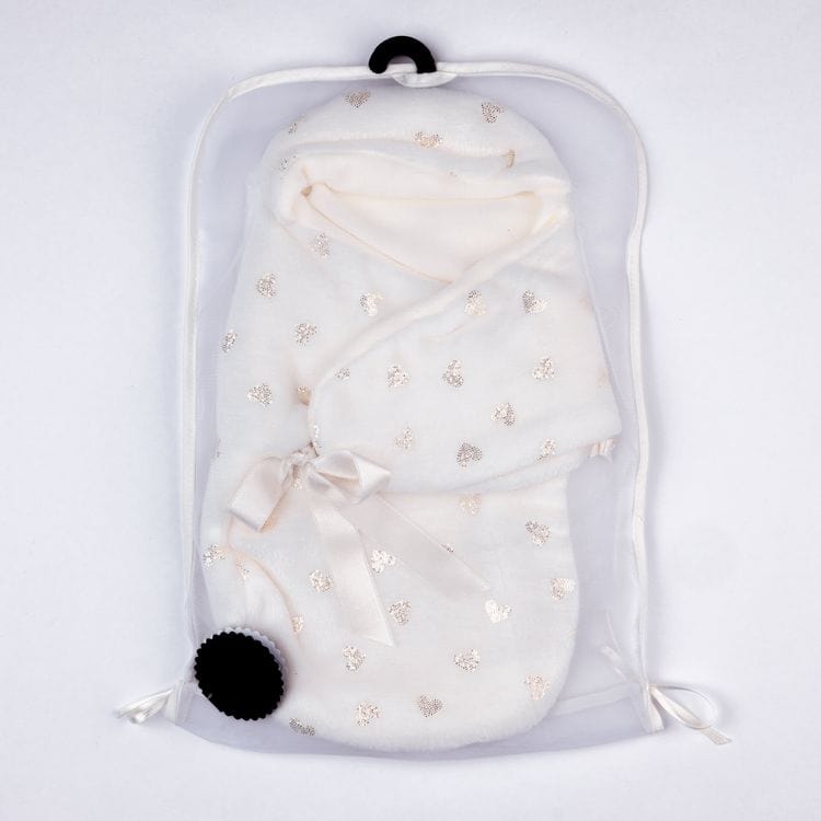 My FAO Doll Swaddle - White With Gold Hearts - Image 4