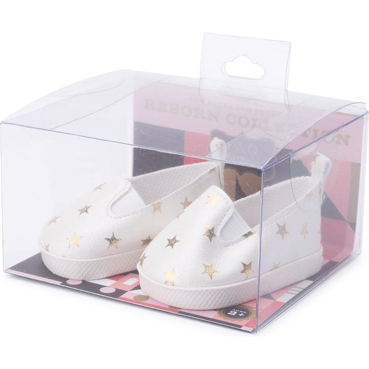Alternative view of My FAO Doll White Shoes with Gold Stars