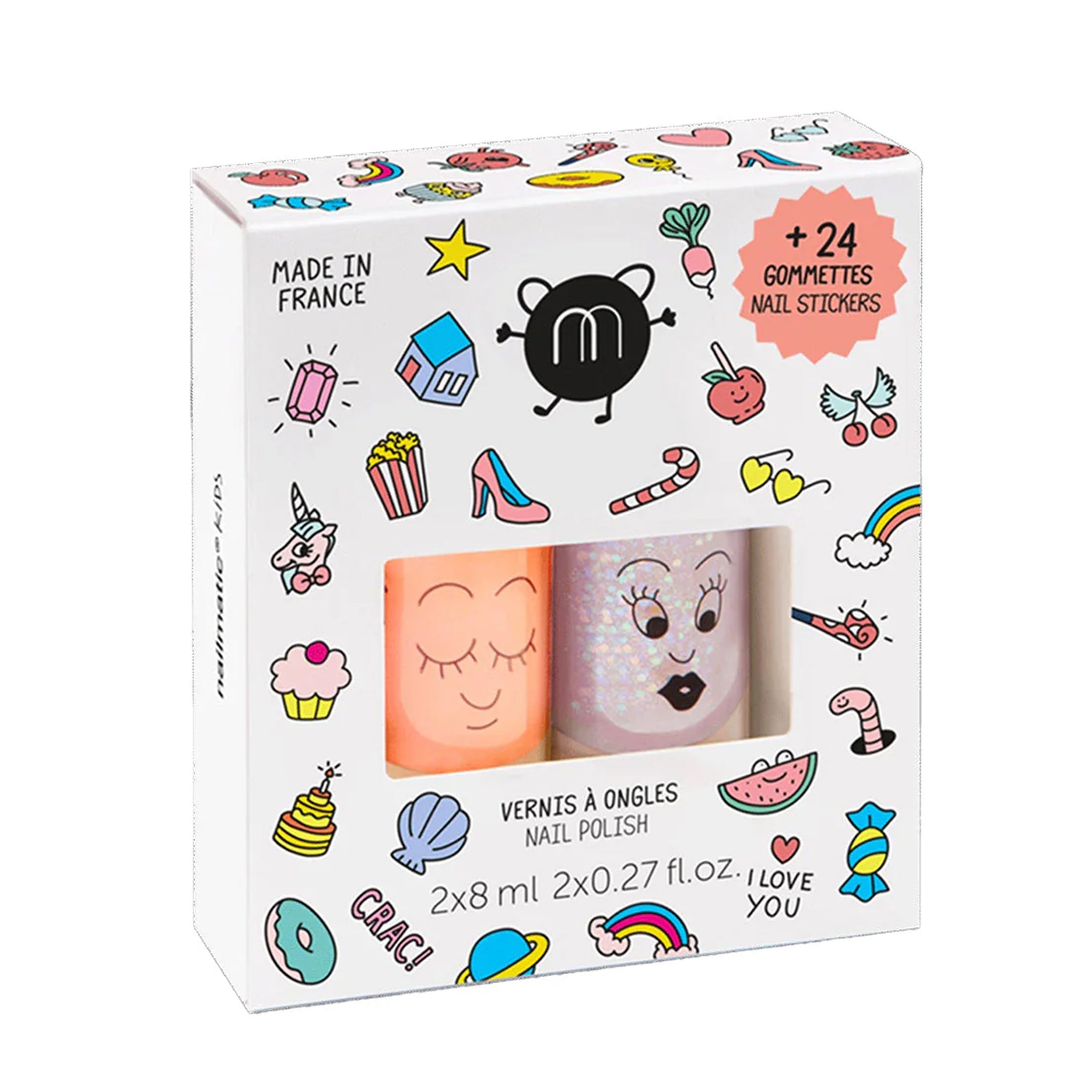 Nail Polish and Nail Sticker Set for Kids