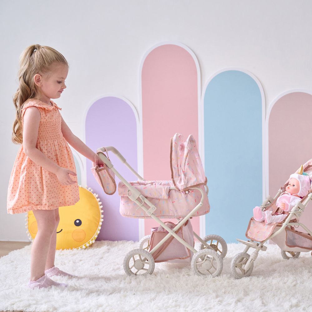 Olivia's Little World Confetti Doll Classic Stroller with Removable Bassinet - Image 6