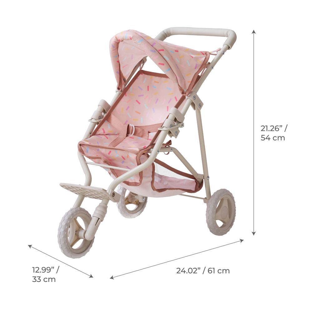 Olivia's Little World Confetti Doll Jogging Stroller with Retractable Canopy - Image 5