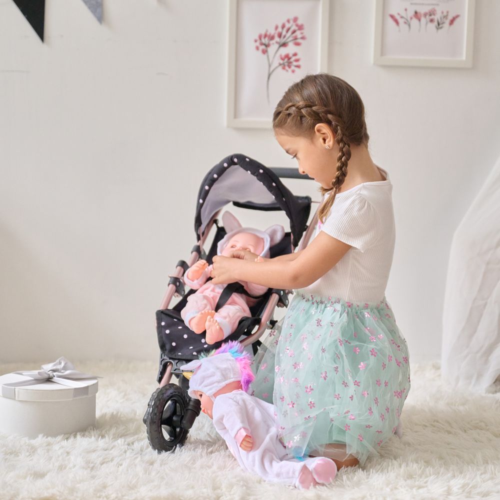 Alternative view of Olivia's Little World Pin Up Doll Jogging Stroller & Retractable Canopy - Black