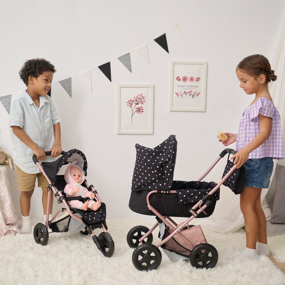 Olivia's Little World Pin Up Doll Jogging Stroller & Retractable Canopy - Black - Image 4