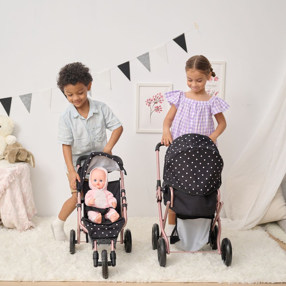 Olivia's Little World Pin Up Doll Jogging Stroller & Retractable Canopy - Black - Image 5
