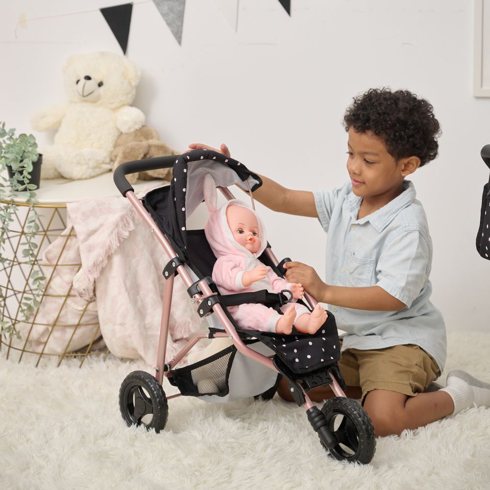 Olivia's Little World Pin Up Doll Jogging Stroller & Retractable Canopy - Black - Image 7
