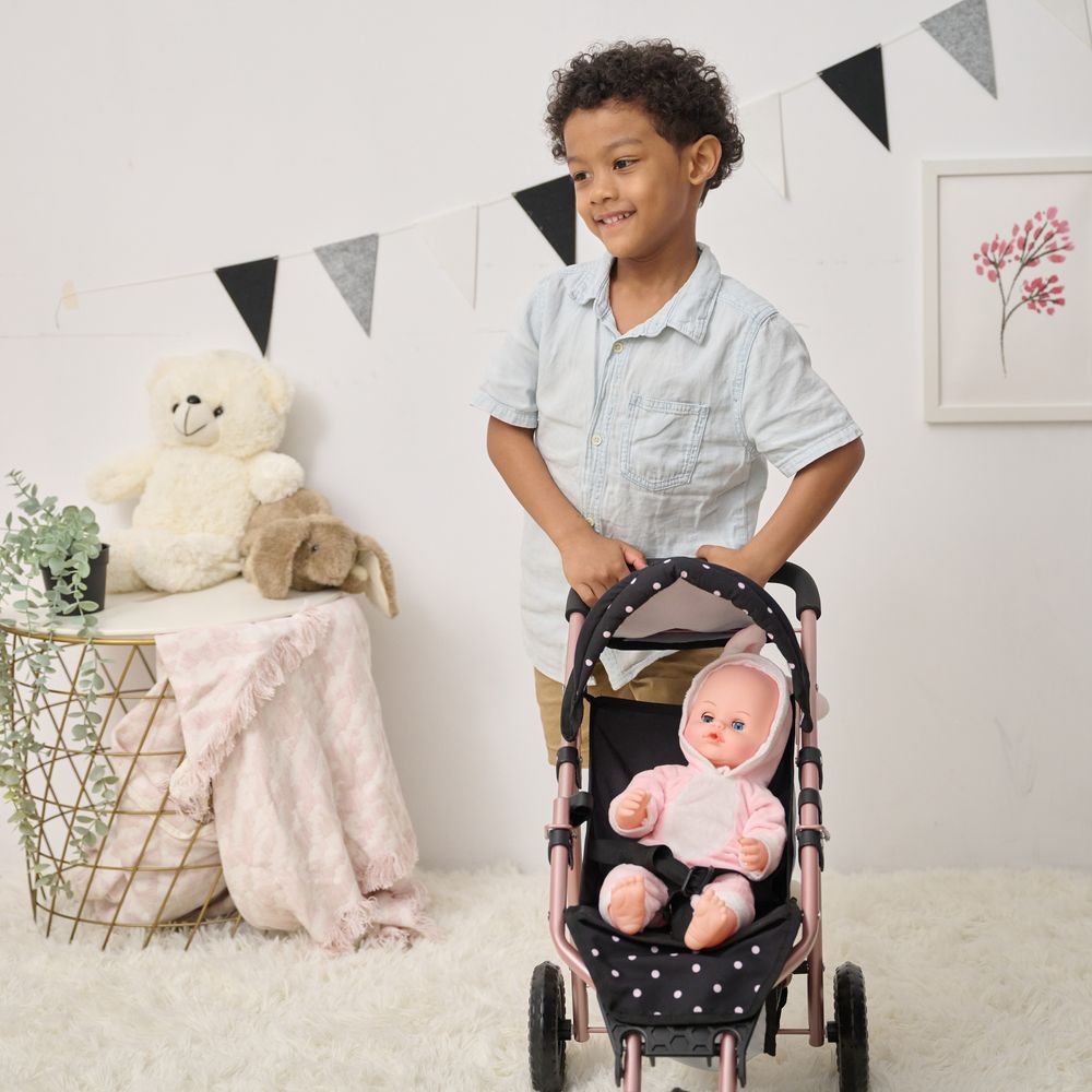 Olivia's Little World Pin Up Doll Jogging Stroller & Retractable Canopy - Black - Image 9