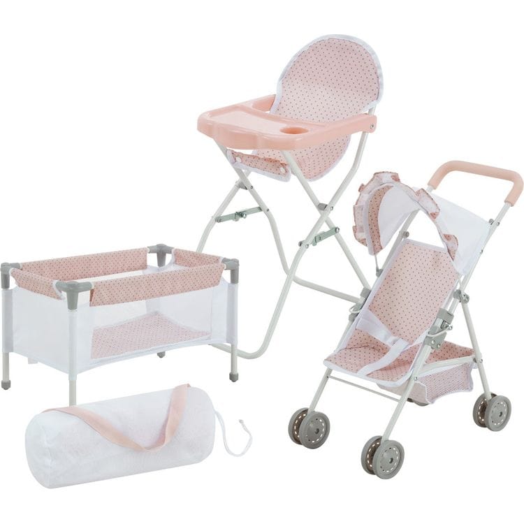 Olivia's Little World Polka Dot Princess Baby Doll 3 Piece Nursery Set - Pink - Image 2